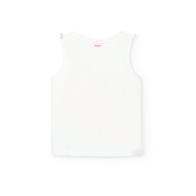 Camisola branca sem mangas com alças finas e etiqueta vermelha ZADIG