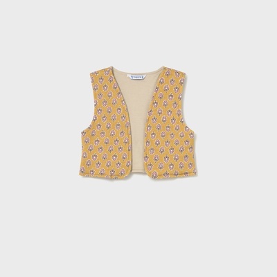 Colete amarelo com padrão floral para criança