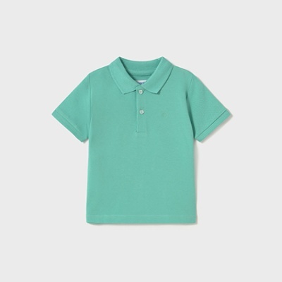 Polo verde água de criança com gola e botões