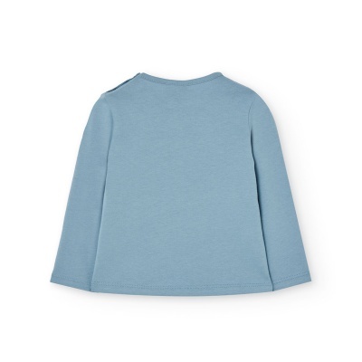 Camisola de manga comprida azul claro para bebé vista de costas