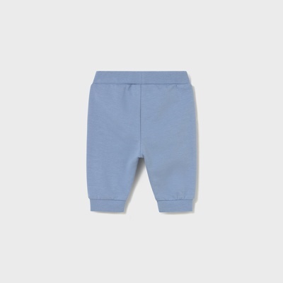 Calças azul claro para bebé em tecido macio