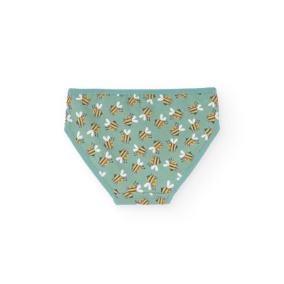 Cuecas de criança verdes com padrão de abelhas