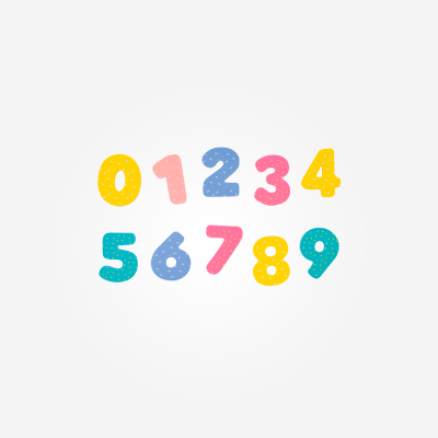 Números coloridos de 0 a 9 com padrão pontilhado