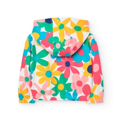 Casaco com capuz infantil com flores coloridas