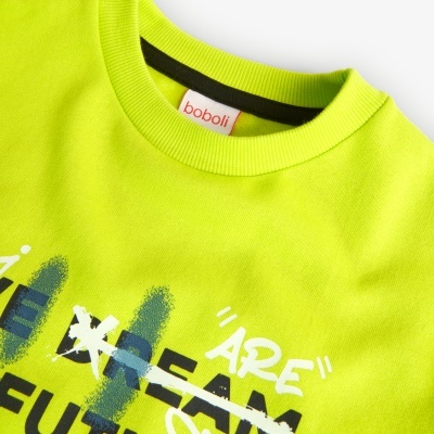 Camisola verde fluorescente com padrão gráfico e etiqueta boboli