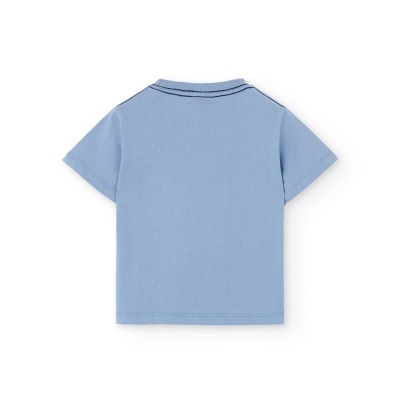 Camiseta polo azul clara para criança vista de costas