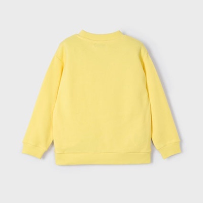 Sweatshirt amarela lisa de manga comprida e gola redonda