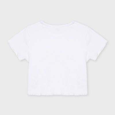 T-shirt branca de manga curta com gola redonda