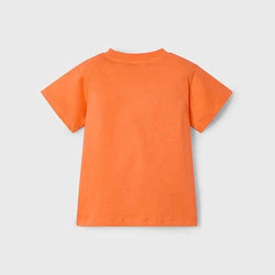 Camiseta infantil laranja vista por trás