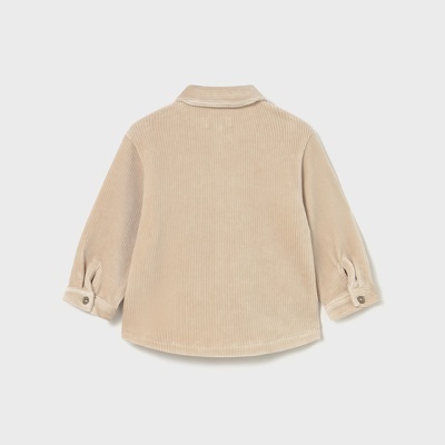 Camisa de bebé bege de veludo cotelê vista por trás