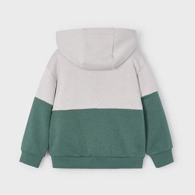 Casaco com capuz bicolor cinzento claro e verde escuro para criança