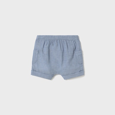 Calções azuis claros para bebé com bolso e cintura elástica