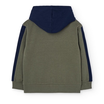 Casaco com capuz verde-oliva e azul escuro para criança