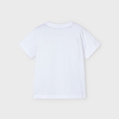 T-shirt branca de algodão para criança vista de costas