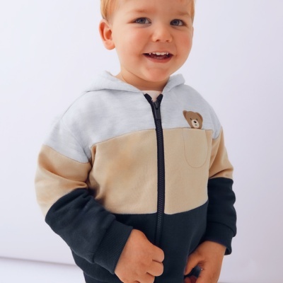 Camisola de criança colorida com capuz e fecho