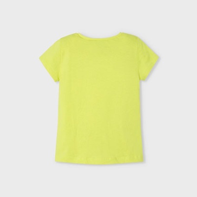 T-shirt amarela de manga curta vista de costas