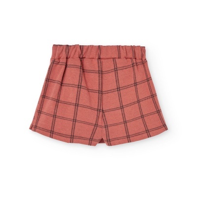 Calções rosa quadriculados com cós elástico