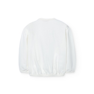 Camisola branca de manga comprida com gola redonda