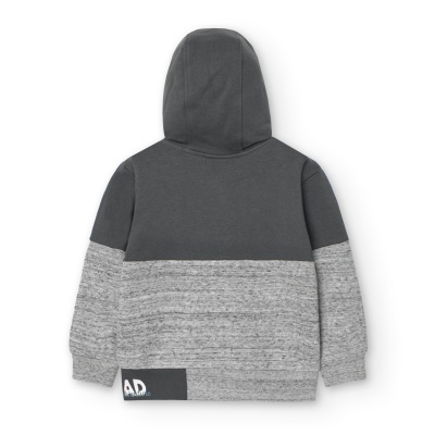 Casaco com capuz criança cinzento escuro e claro melange com etiqueta 'AD'