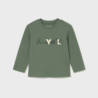 Camisola de manga comprida verde-oliva com estampa 'Kasual'