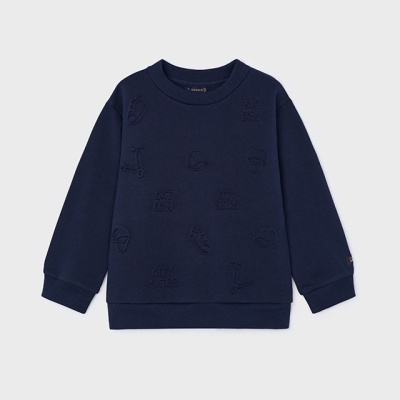 Sweatshirt azul-marinho com padrão em relevo sem texto