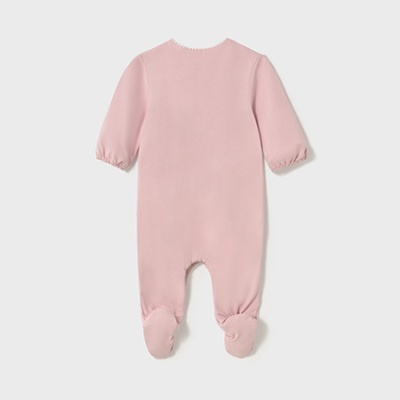 Macacão de bebé cor-de-rosa com mangas longas e pés fechados