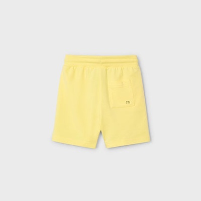 Calções amarelos com bolso traseiro e cintura elástica