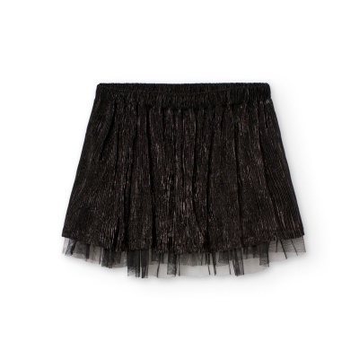 saia preta feminina plissada com tule na bainha