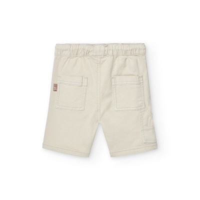 Calções de criança bege claro com bolsos e cós elástico