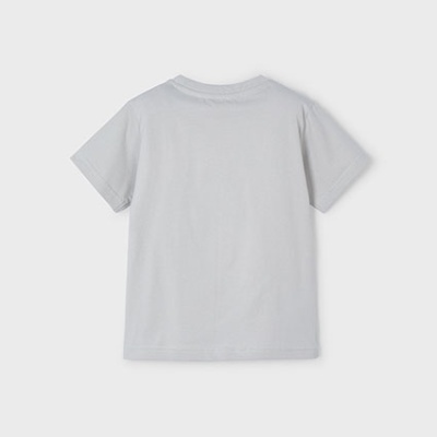 T-shirt cinza claro de manga curta vista de trás