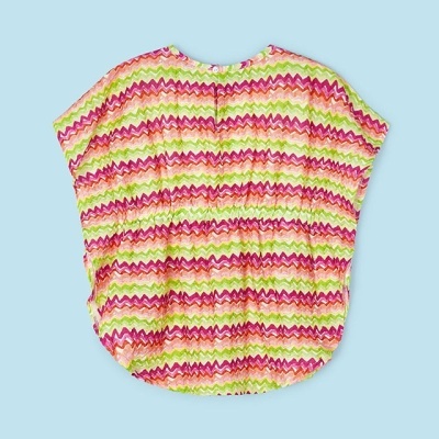 Blusa colorida de manga curta com padrão ziguezague