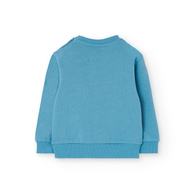 Sweatshirt azul claro para criança com gola redonda e punhos canelados