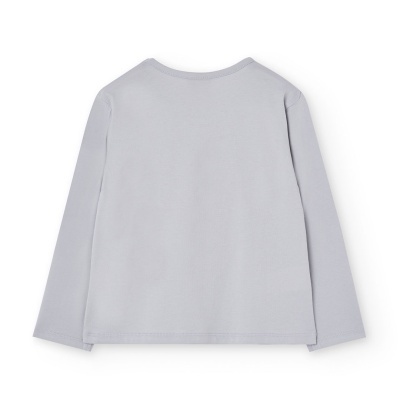 Camisola cinzenta clara de mangas compridas e gola redonda