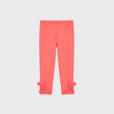 Leggings cor de coral com laços nas bainhas