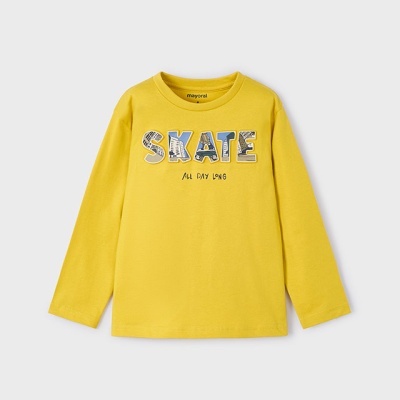 Camisola amarela de manga comprida com estampado SKATE