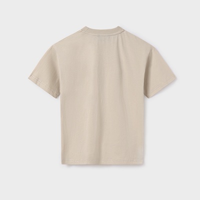 T-shirt bege de manga curta vista de costas