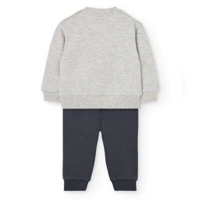 Conjunto criança camisola cinza e calças azul escuro