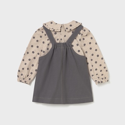 Vestido cinzento com camisa de bolinhas para criança