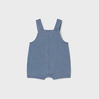 Macacão curto para bebé em ganga azul com alças largas