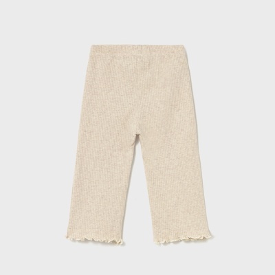 Calças de malha creme com bainhas onduladas
