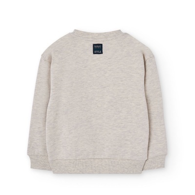 Sweatshirt cinzenta clara para criança com etiqueta preta nas costas