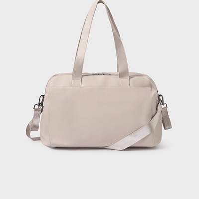 Mala bege com alças curtas e alça longa ajustável