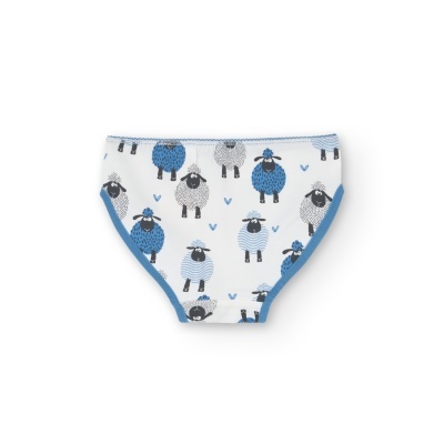 Cuecas de criança com padrão de ovelhas azuis e cinzentas