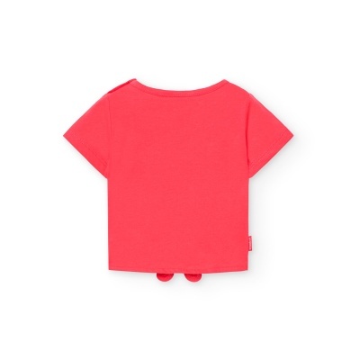 T-shirt infantil rosa de manga curta vista de costas