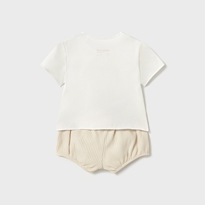 Conjunto de t-shirt branca e bombazine bege para bebé