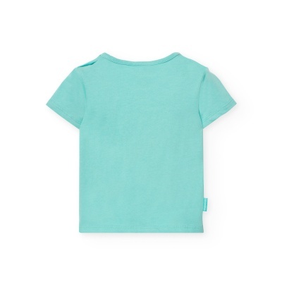 T-shirt infantil verde água, vista de trás, sem estampas