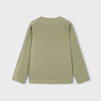 Camisola de manga comprida verde clara em tecido liso