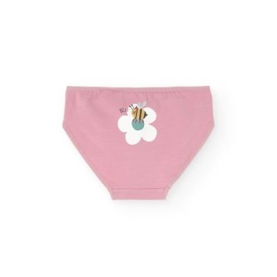 Cuecas cor-de-rosa com estampa de abelha sobre flor