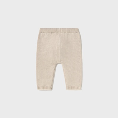Calças de bebé bege em malha com cintura elástica