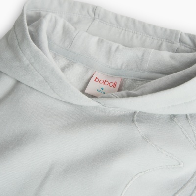 Sweatshirt cinza claro com capuz e etiqueta boboli.